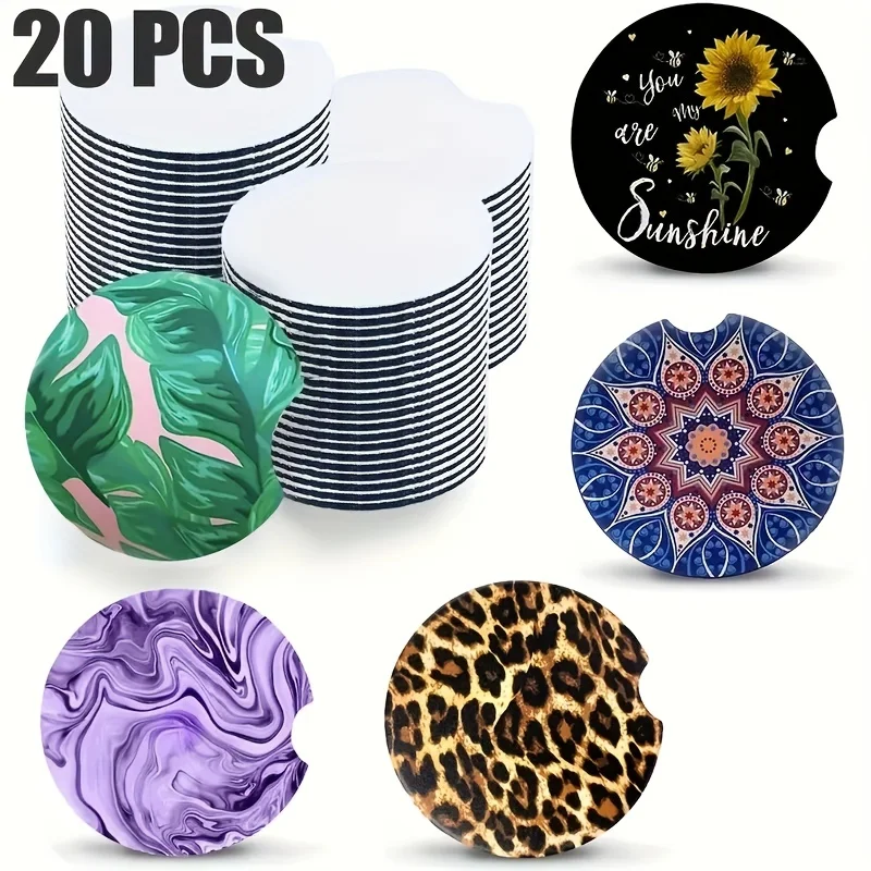 20pcs Sublimated Blank Car Coa - Coaster Sublimation Blank のレビューと価格
