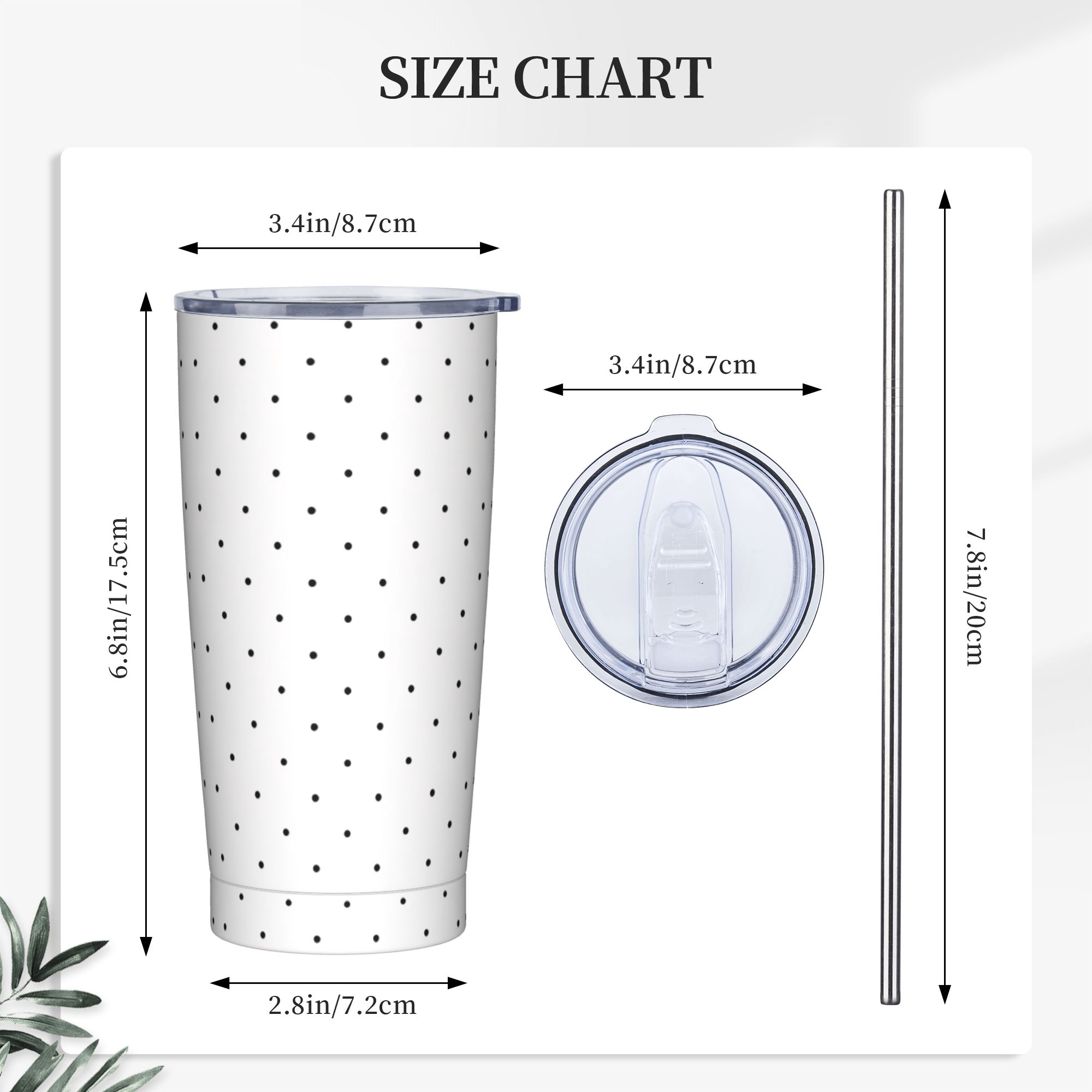Black & White Polka Dot Patter - Tumbler 20Oz White のレビューと価格