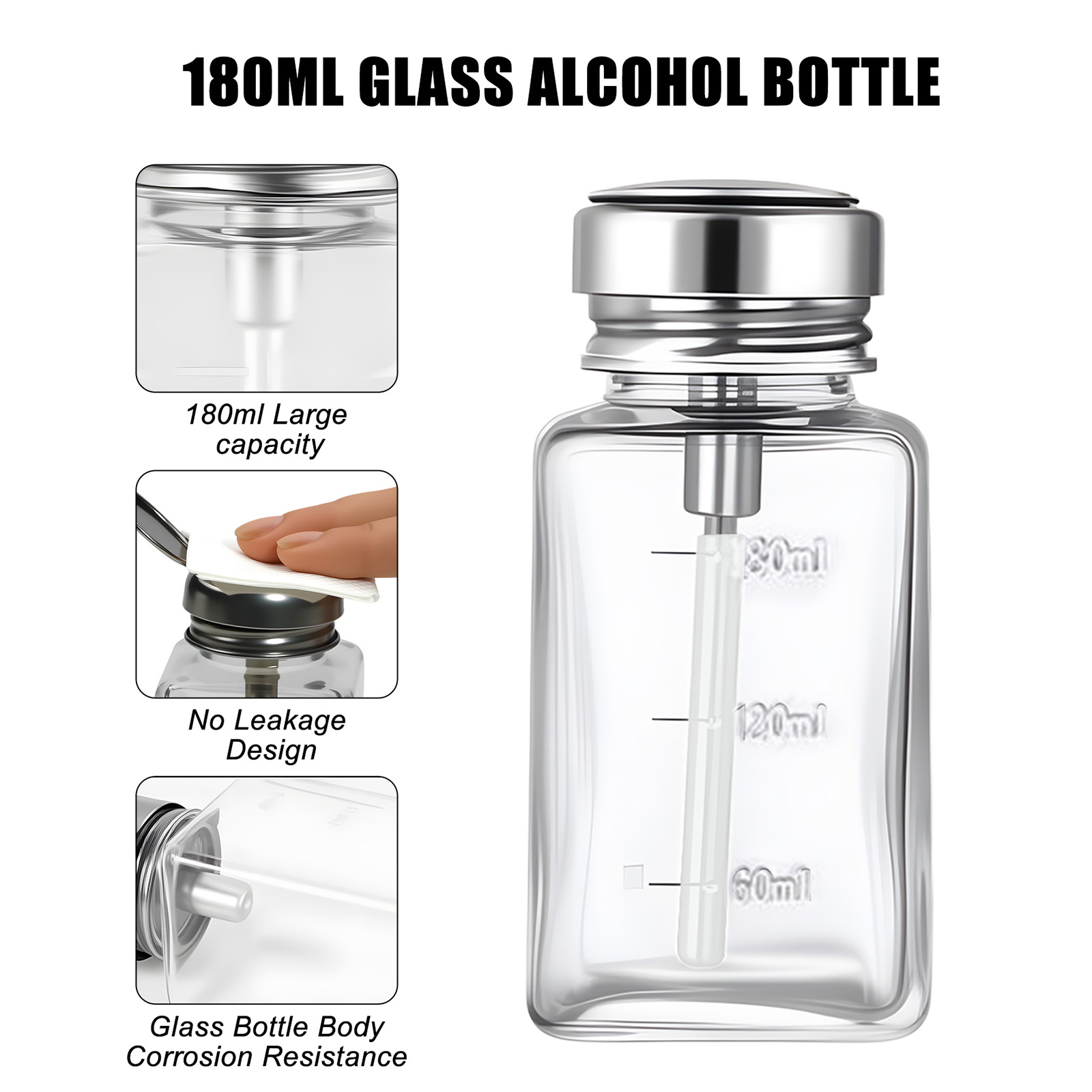 180ml Nail Glass Bottle Press  - Water Bottle Blank のレビューと価格
