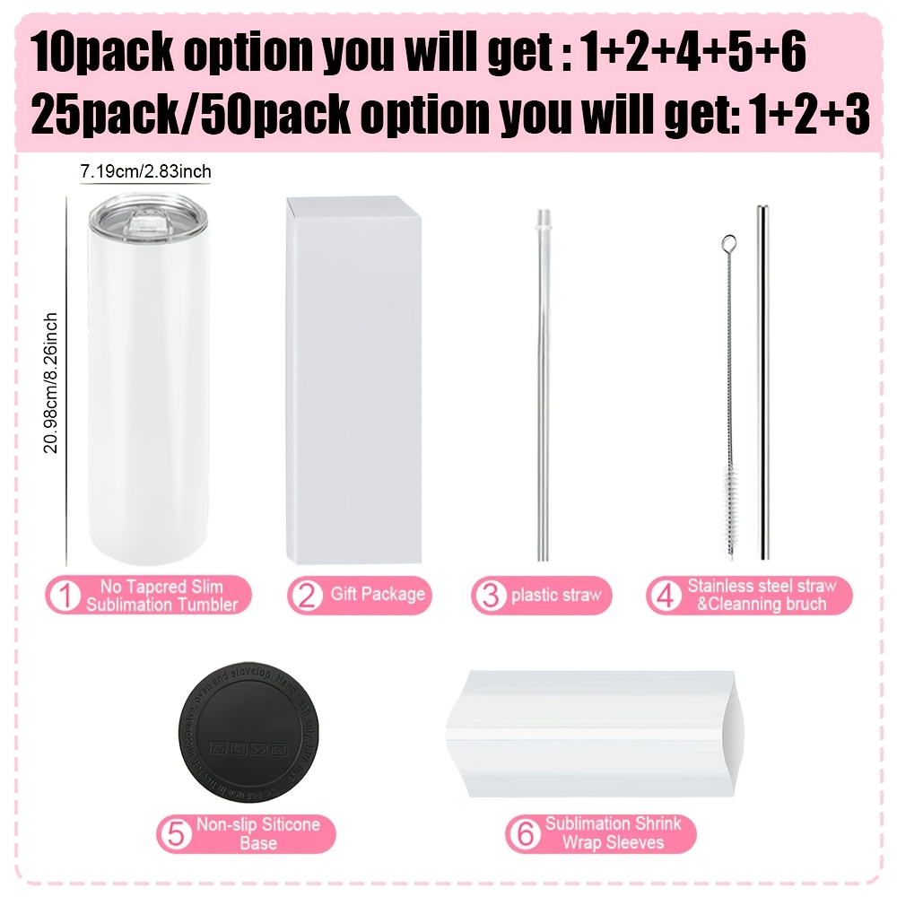 50/25/10 Pack Sublimation Tumb - Tumbler 20Oz White のレビューと価格