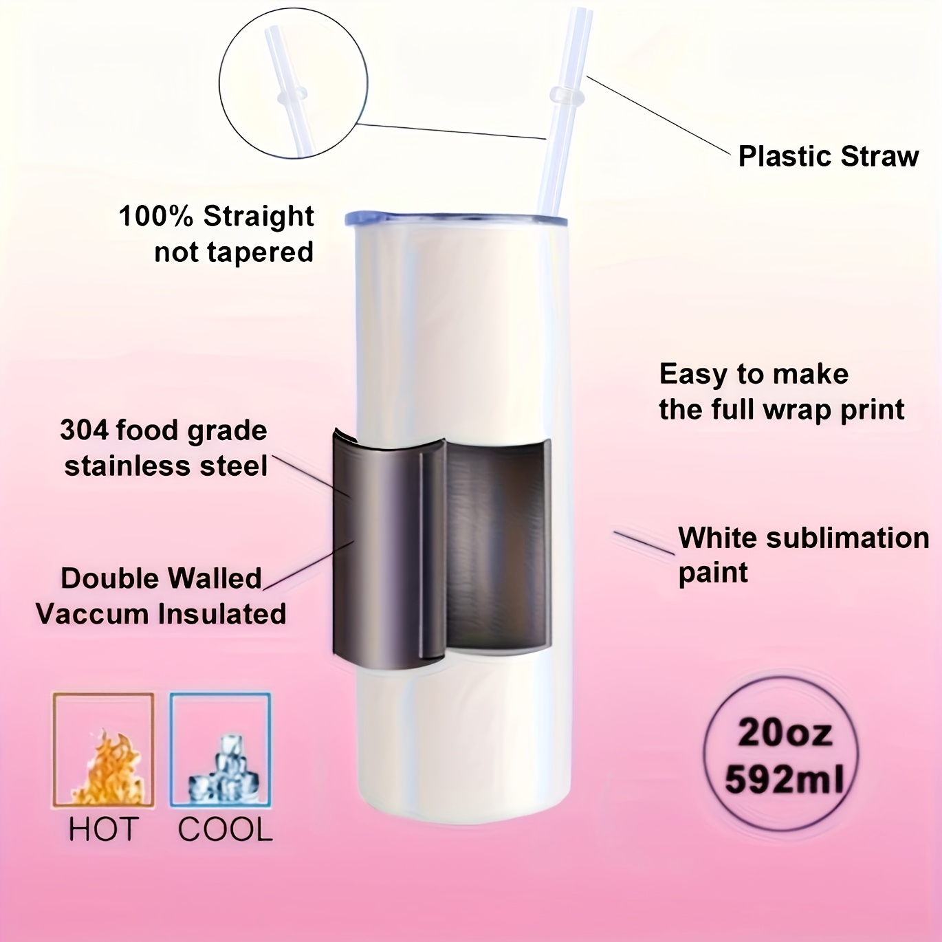 50/25/10 Pack Sublimation Tumb - Tumbler 20Oz White のレビューと価格