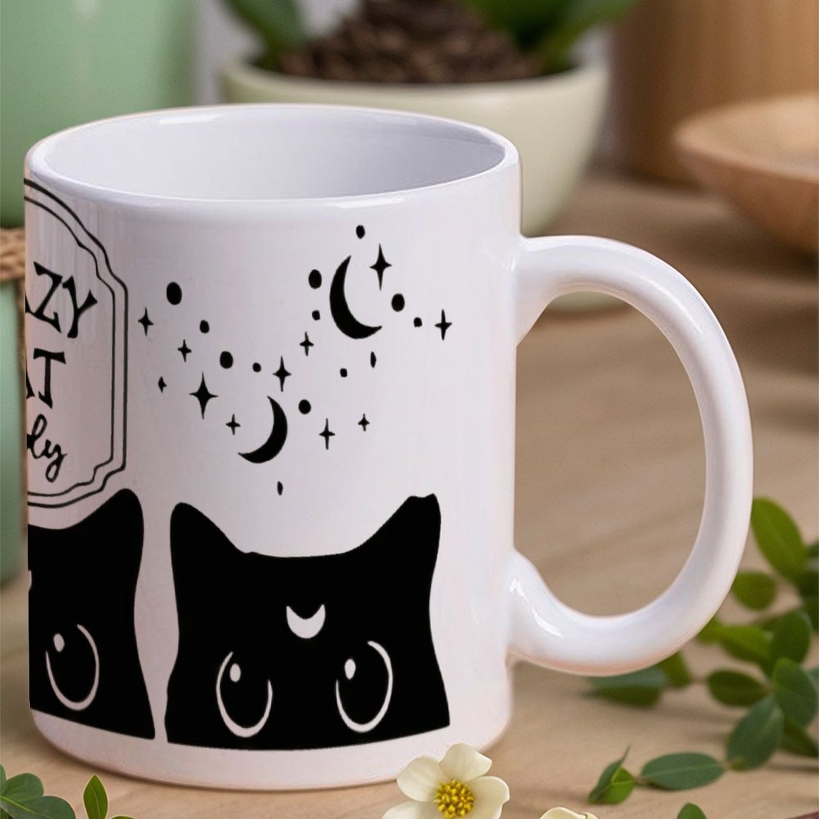 Three Black Cats With Crescent - Sublimation Mug White のレビューと価格