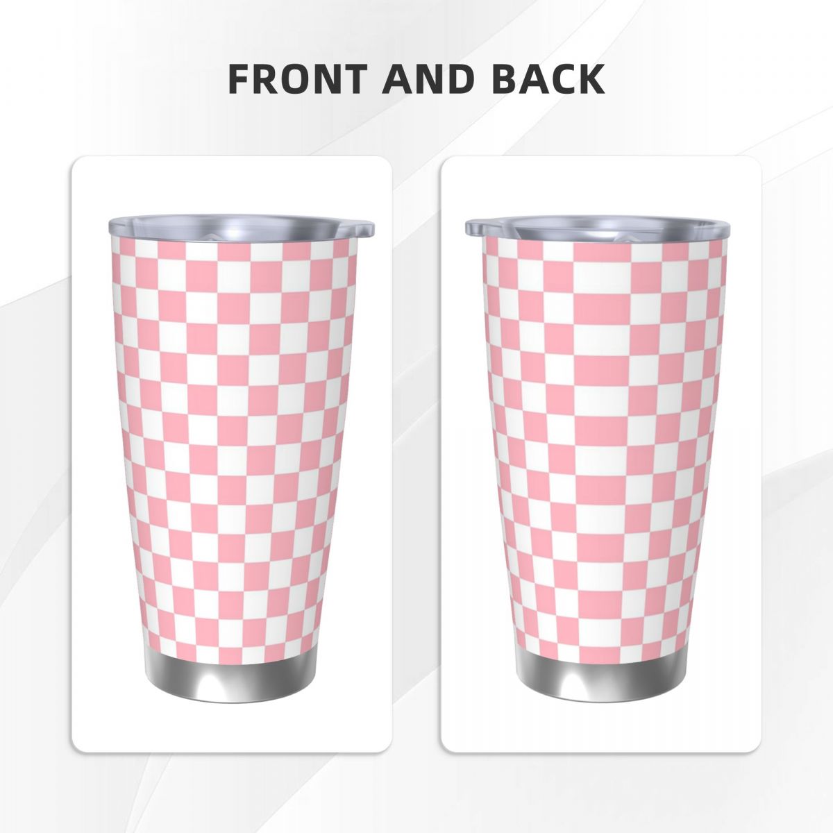 Pink White Checkerboard Patter - Tumbler 20Oz White のレビューと価格