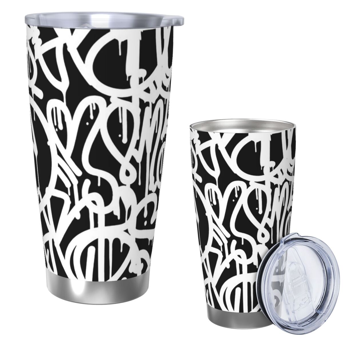 Black And White Graffiti Stain - Tumbler 20Oz White のレビューと価格