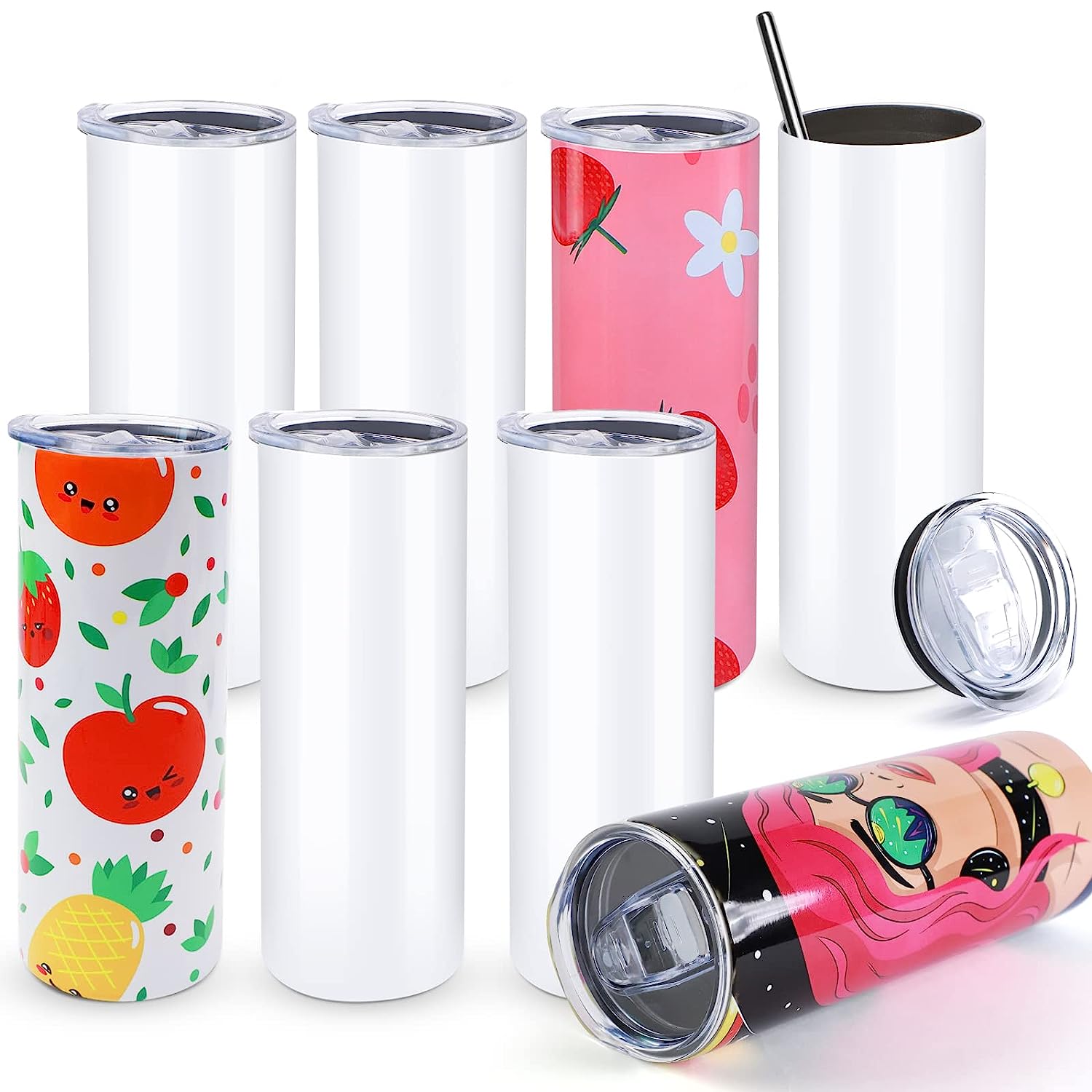 HTVRONT 8pcs Stainless 20 OZ S - Sublimation Mug White のレビューと価格