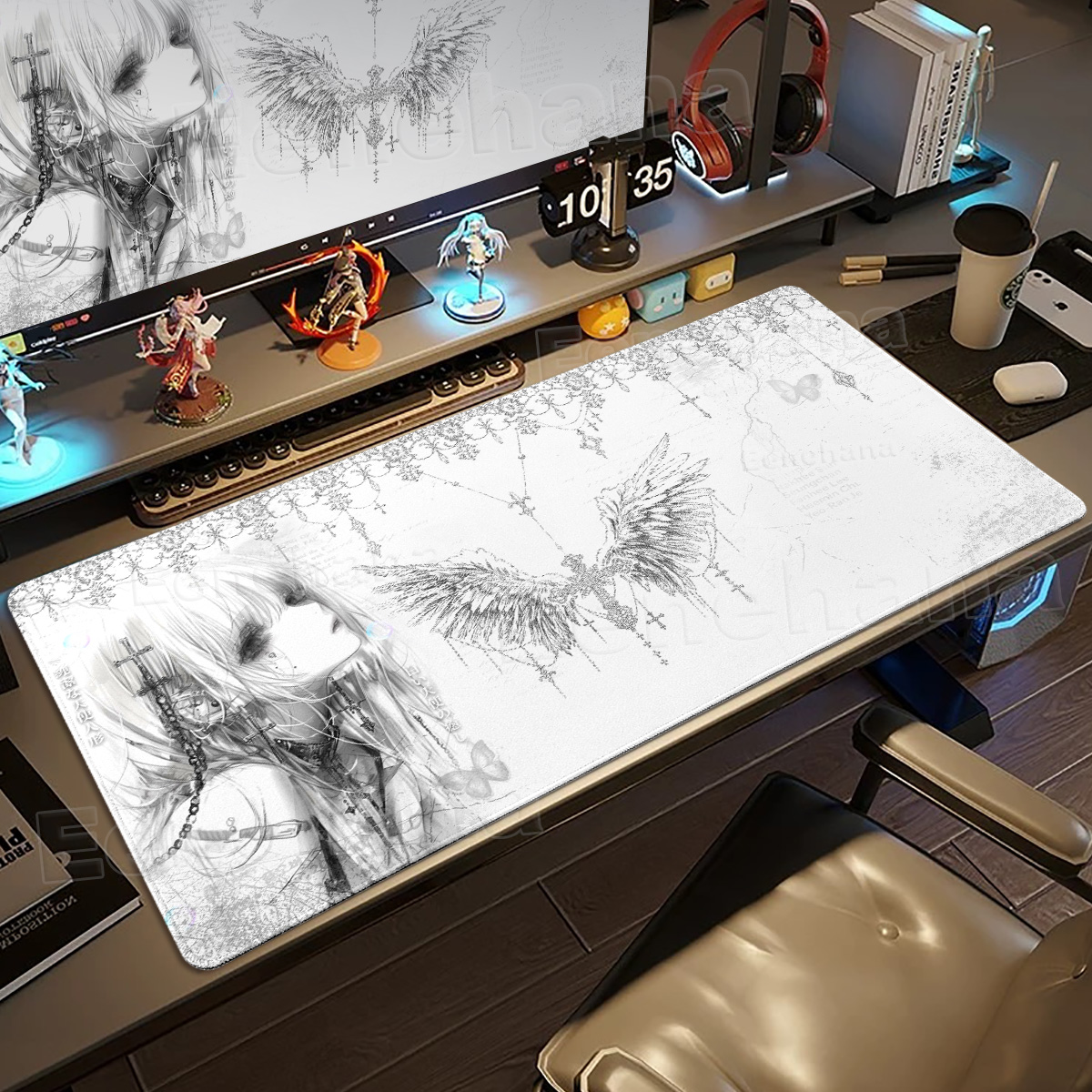 Black White Angel Mouse Pad La - Mouse Pad Blank Sublimation のレビューと価格