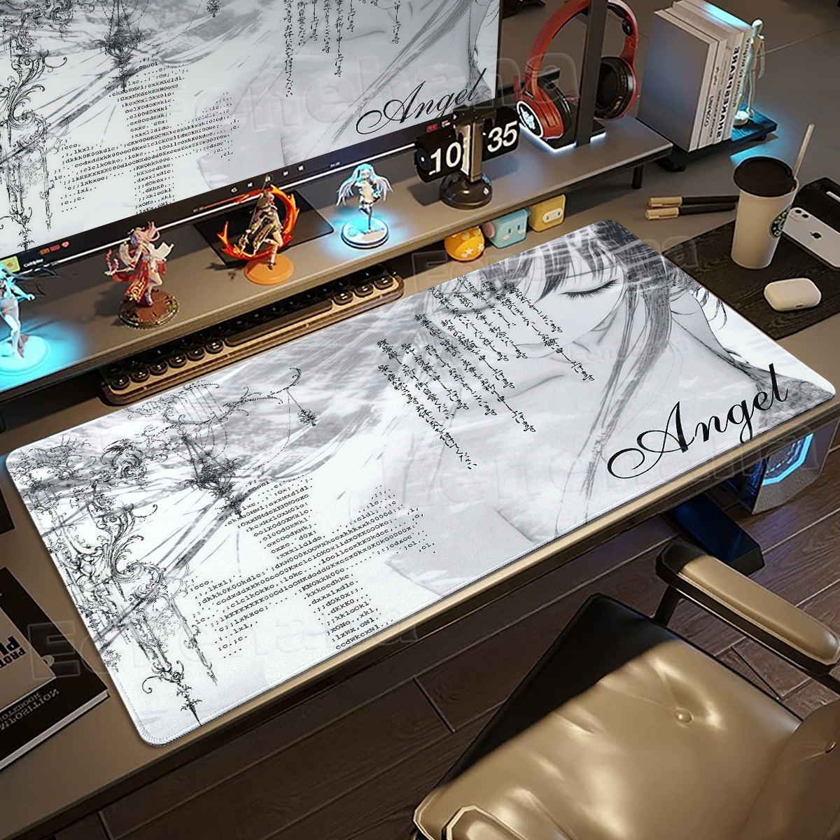 Black White Angel Mouse Pad La - Mouse Pad Blank Sublimation のレビューと価格