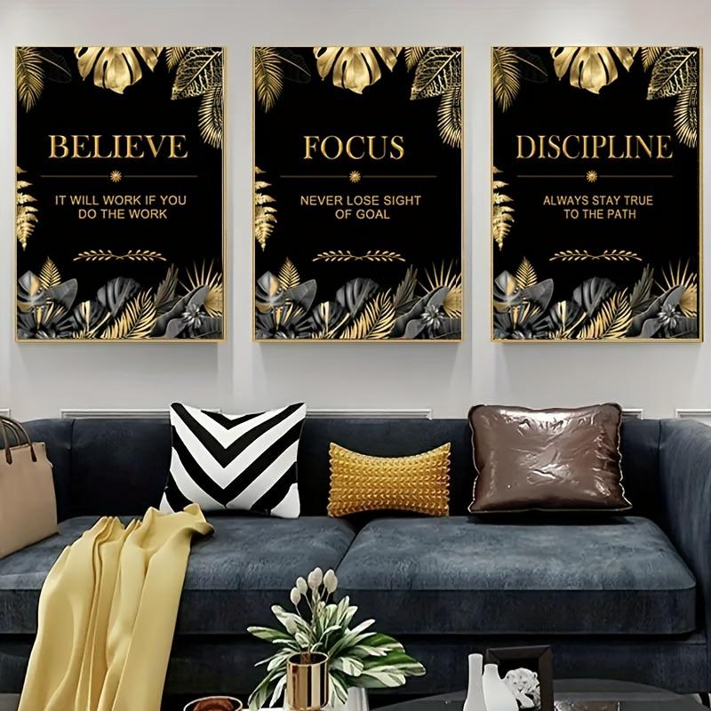3pcs gold, leaves, text - Mode - Canvas Wrap Ready のレビューと価格