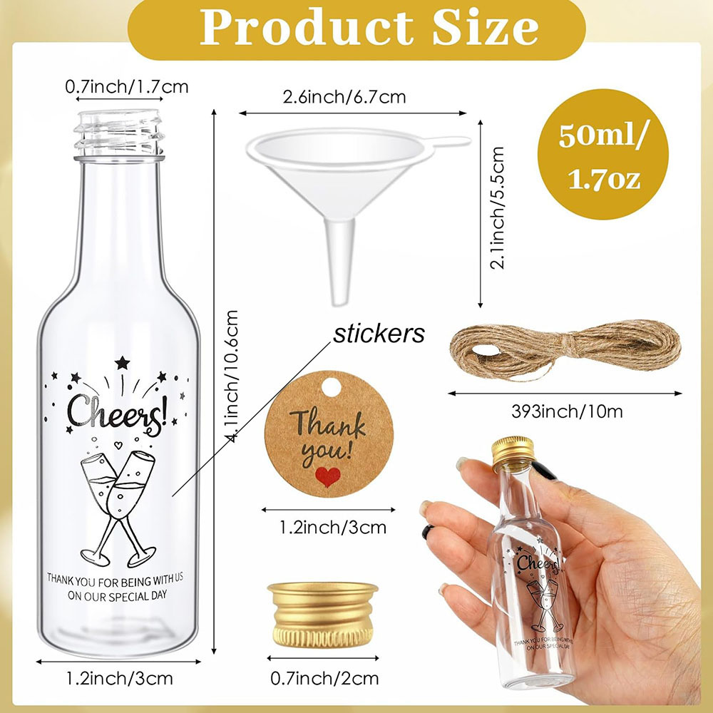 50Pack Mini Liquor Bottles,1.7 - Water Bottle Blank のレビューと価格