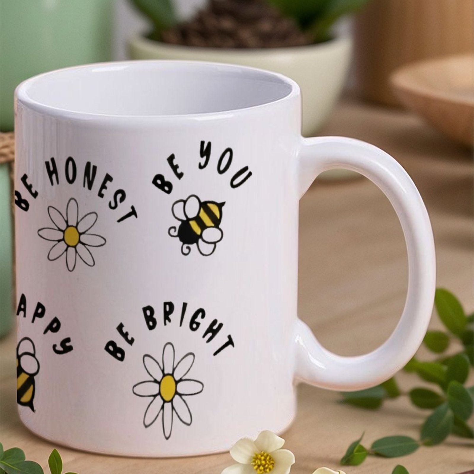 Four Stickers With Bees And Da - Sublimation Mug White のレビューと価格