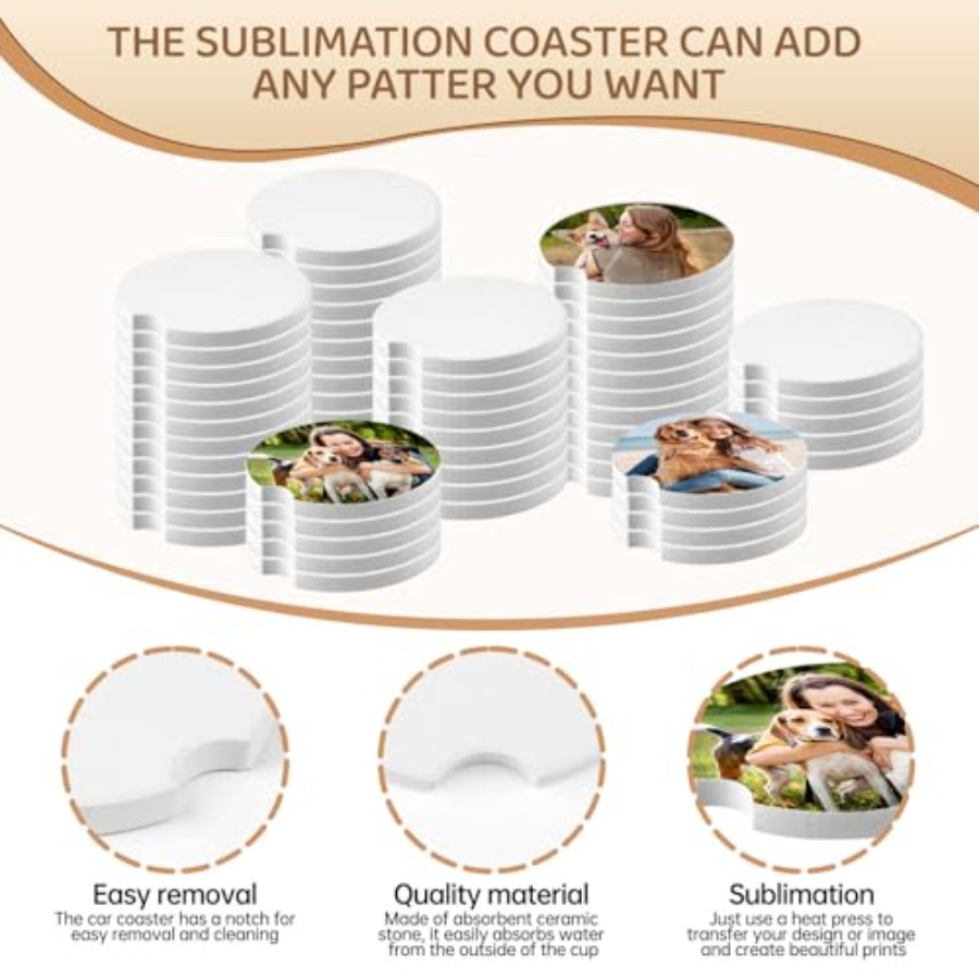 312 Pcs Ceramic Car Coasters 2 - Coaster Sublimation Blank のレビューと価格