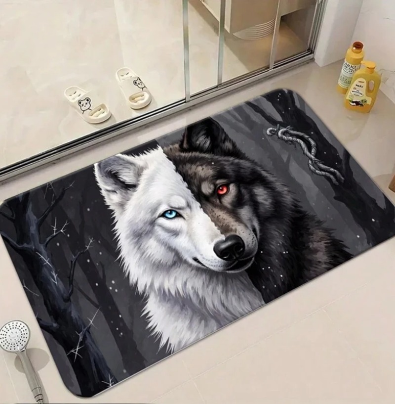 Cool White Wolf Doormat Wildli - Puzzle Blank White のレビューと価格
