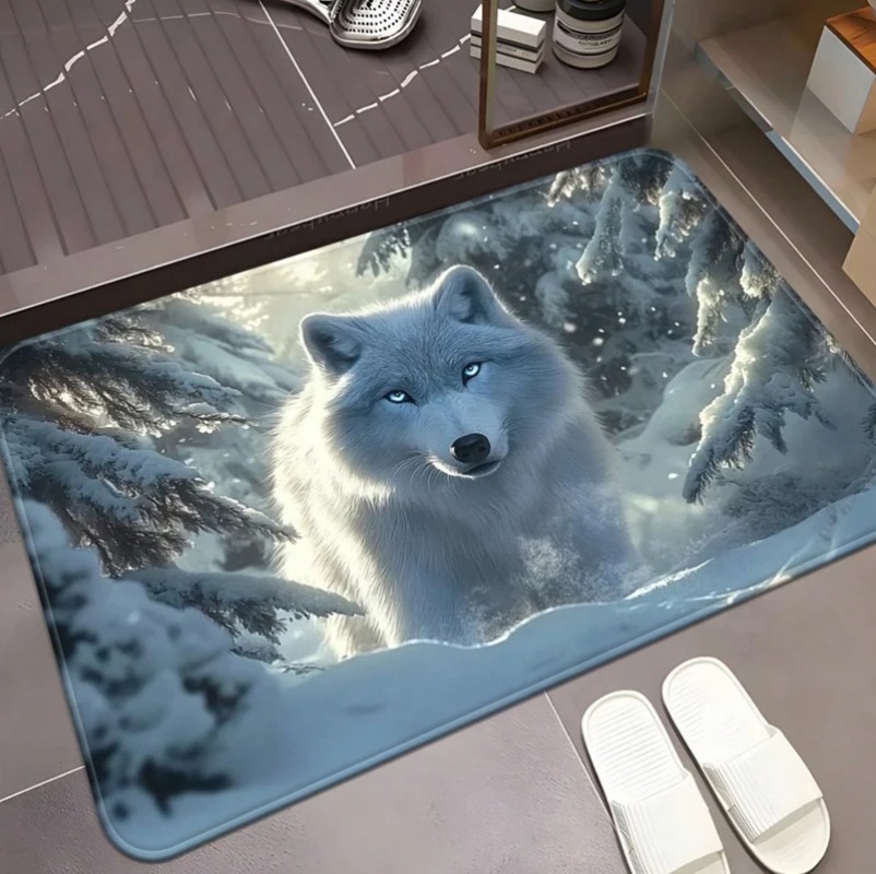 Cool White Wolf Doormat Wildli - Puzzle Blank White のレビューと価格