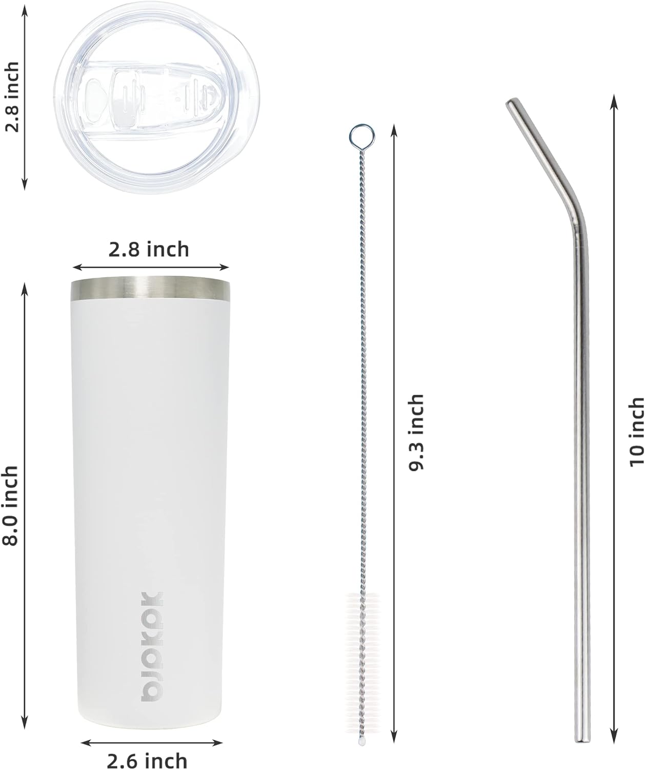 20 oz Skinny Tumbler with Lid, - Tumbler 20Oz White のレビューと価格