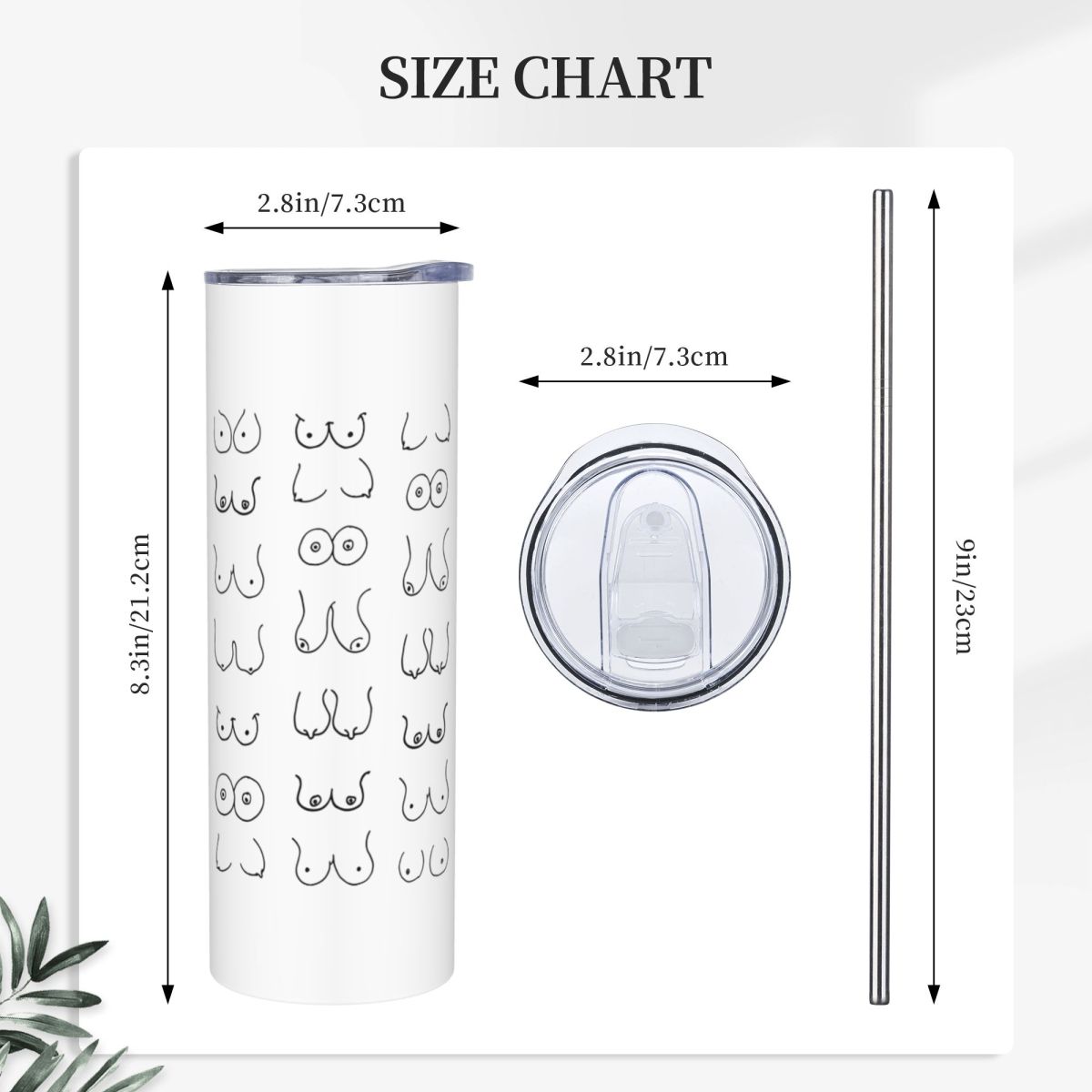 Black And White Tits Drawing S - Tumbler 20Oz White のレビューと価格