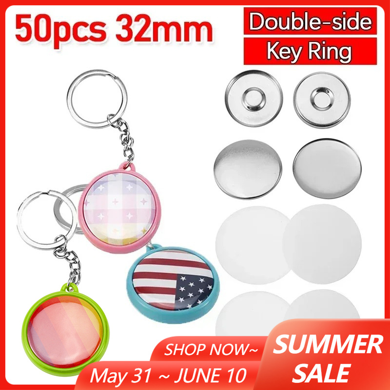 50pcs/Set 32mm Double-side Key - Button Badge Blank のレビューと価格