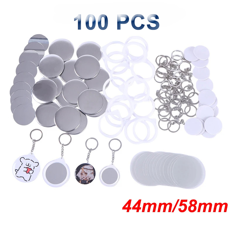 New 100PCS Key Ring Mirror Bla - Button Badge Blank のレビューと価格