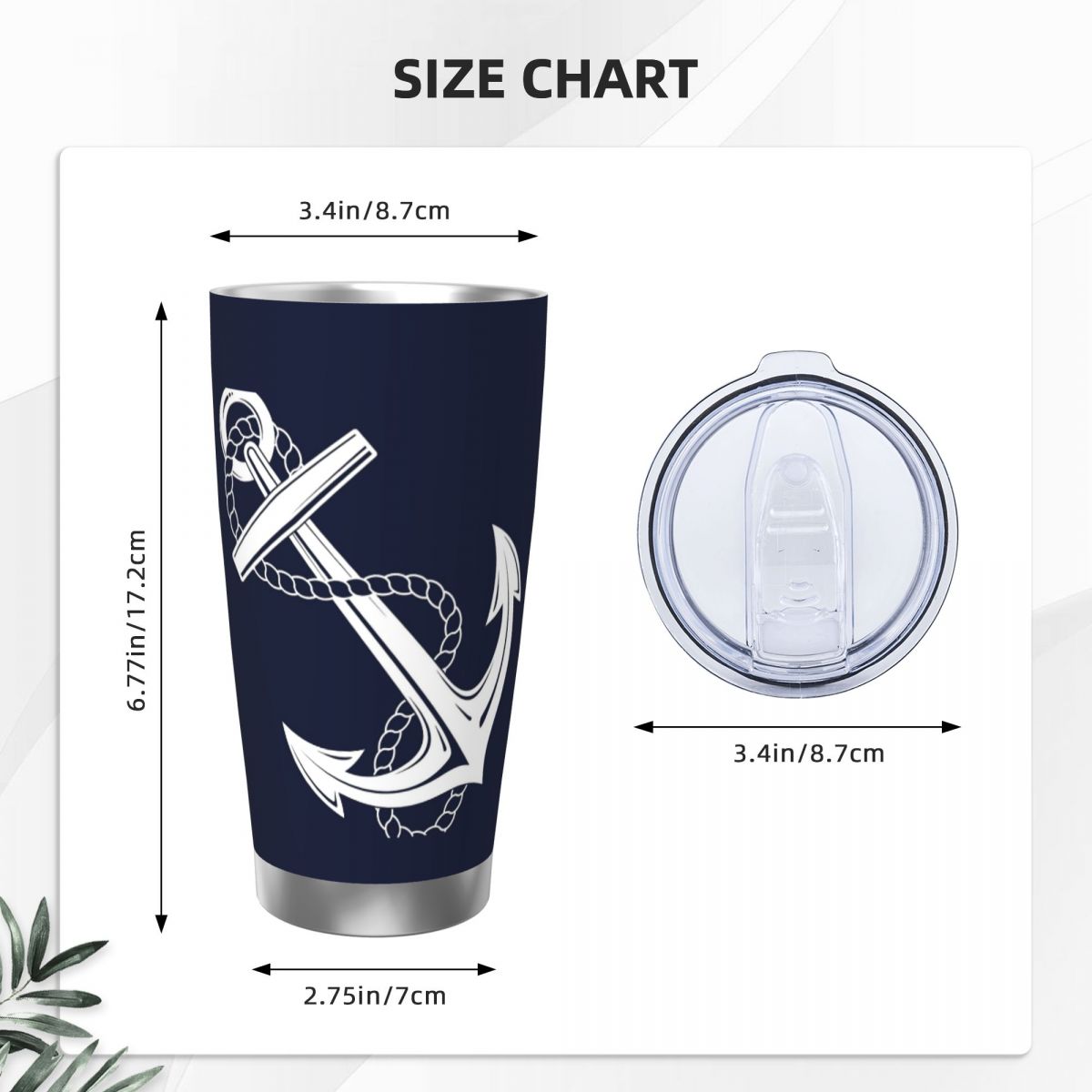 Anchor Nautical White & Navy S - Tumbler 20Oz White のレビューと価格