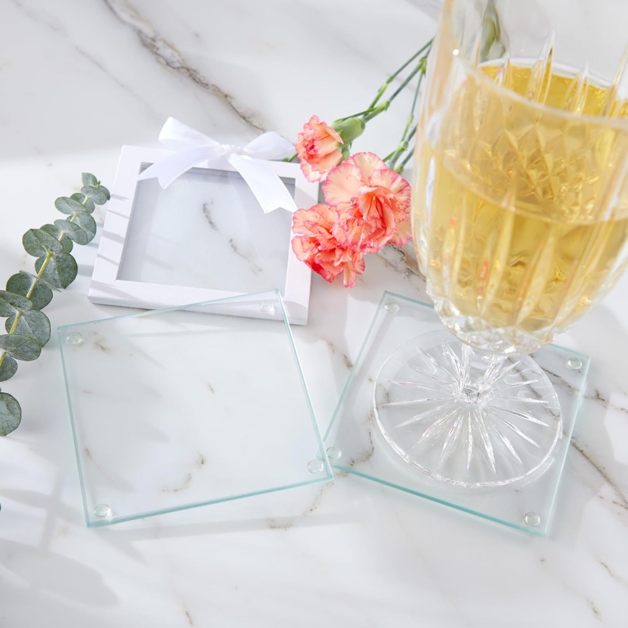 Clear Glass Drink Coasters Set - Coaster Sublimation Blank のレビューと価格