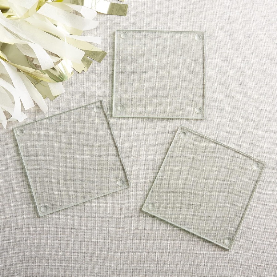 Clear Glass Drink Coasters Set - Coaster Sublimation Blank のレビューと価格